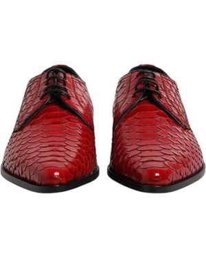 Dolce & Gabbana Exotic Leather Lace Up Dress Derby Shoes Python - Red
