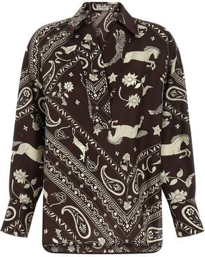 Alberto Biani Printed Blouse Silk Shirt - Gray