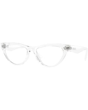 Versace Eyeglasses Cat Eye Full Rim, Crystal Frame And Clear Demo Lenses Lens Ve3364U148 - Metallic