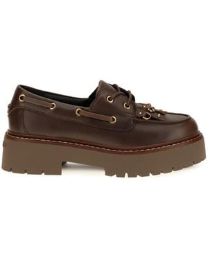 Pinko Margaret 01 Brushed Leather Loafers - Brown