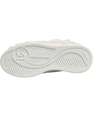 Dolce & Gabbana Shearling Fur Bianco Low Top Trainers Shoes Eco Textile Upper - Grey