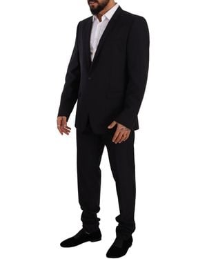 Dolce & Gabbana Elegant Slim Fit Wool Silk Two-Piece Suit - Black