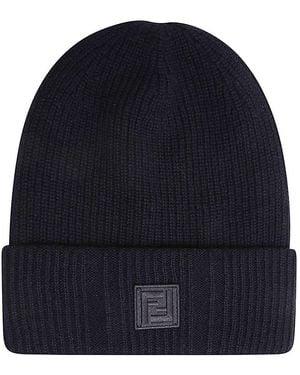 Fendi Beanie Wool And Cashmere Hat - Blue