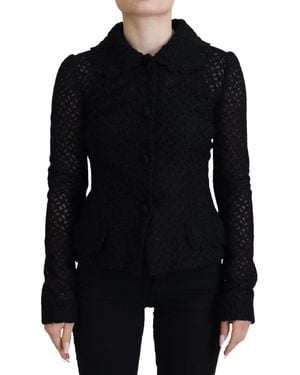 Dolce & Gabbana Elegant Wool Blend Button Down Jacket - Black
