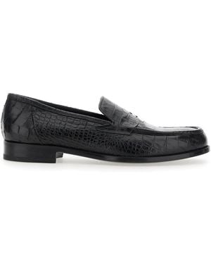 Lidfort Luisiana Loafers With Embossed Crocodile Effect - Black