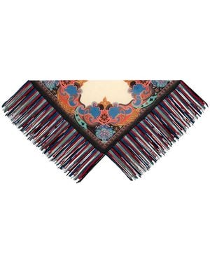 Etro Silk Fringed Scarf With Fringes For Scarfs And Foulards - Multicolor