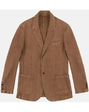 Original Vintage Style Linen Deconstructed Jacket - Brown