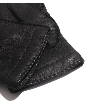 Larusmiani Peccary And Cashmere Gloves - Black