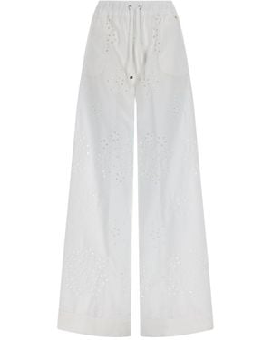 Herno Pants With Sangallo Embroidery Cotton - White