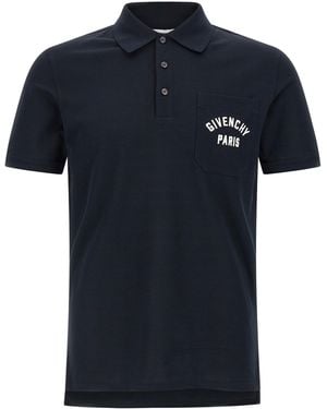 Givenchy Pocket Embroidery Polo Shirt - Blue