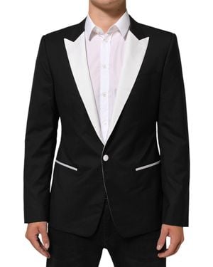 Dolce & Gabbana Black White Martini 1 Button Men Suit Blazer