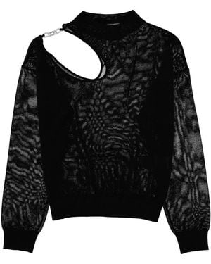 Circus Hotel Jersey Cut-Out Top Viscose Tops - Black