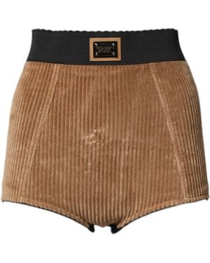 Dolce & Gabbana Cotton High Waisted Hot Pants Shorts Cotton+Elastane+Polyamide - Brown