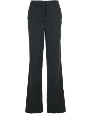 Le Plain Trousers With Damask Effect - Black