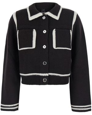 Pinko Lace Jacket Merino Wool Tops - Black