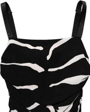Dolce & Gabbana Zebra Cady Calf Length Dress And Viscose Spandex - Black