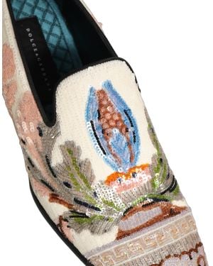 Dolce & Gabbana Sequin Embroidered Loafers Shoes Leather - Multicolour