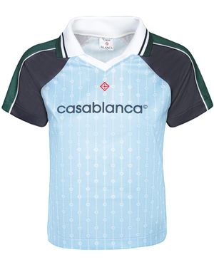 CASABLANCA Light Logo Mesh Polo Shirt - Blue