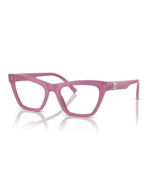 Dolce & Gabbana Eyeglasses Cat Eye Full Rim, Opal Raspberry Frame And Clear Demo Lenses Lens Dg33592966 - Pink