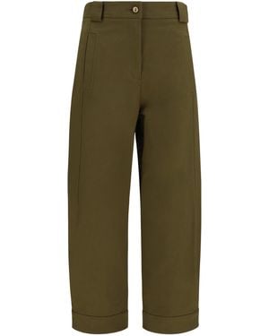 Max Mara Adorni Cropped Pants Cotton; Elastane - Green