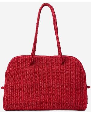 Jacquemus Bowling Bag Raffia Shoulder - Red