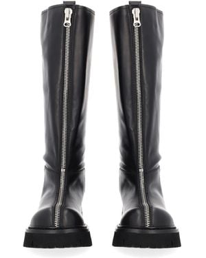 Moschino Moschino Leather Zipper Boots - Black