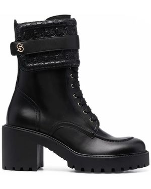 Ferragamo Shiraz Leather Boots - Black