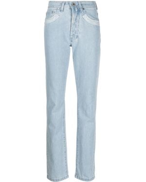 032c Double Shift Ripped-Patch Straight-Leg Jeans - Blue