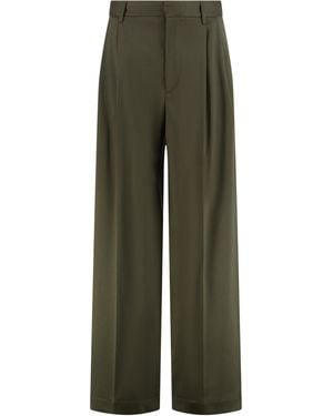 DARKPARK Pants Chicago High-Waist Wool Wide-Leg - Green