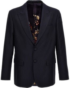 Etro Wool And Cotton Jacquard Jacket - Blue