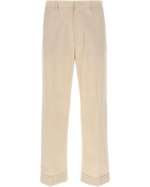 Valentino Garavani Turn-Up Trousers Cotton Pant - Natural