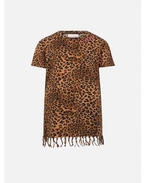 MC2 Saint Barth Abbey Dress With Fringes And Animalier Print - Brown