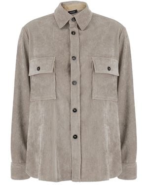 Le Plain Corduroy Shirt Blouses - Gray