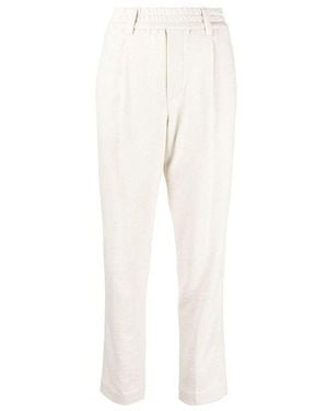 Brunello Cucinelli Warm Wool Blend Tapered Trousers - White