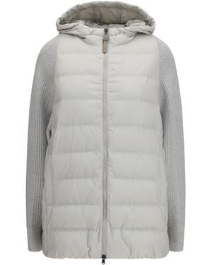 Brunello Cucinelli Long Monili Chain Puffer Jacket Polyester Down - Grey