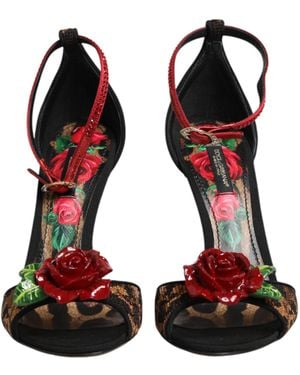 Dolce & Gabbana Sandals In Carpet Stitch With Leopard Embroidery - Multicolor