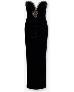 Self-Portrait Self Portrait Velvet Long Dress - Black