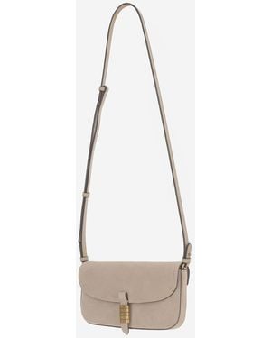 Pinko Saddle Leather Shoulder Bag Suede - White