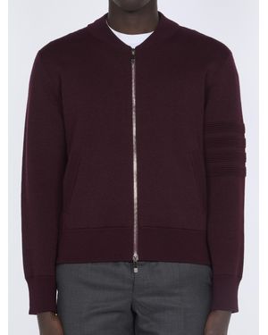Thom Browne Zip Up Bomber Jacket Merino Burgundy - Purple