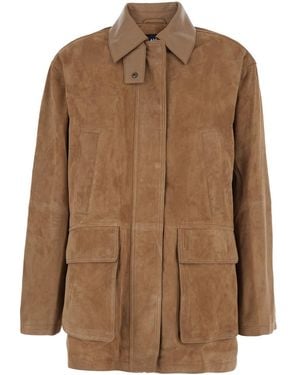 Arma Kaylee Jacket With Foldable Collar Button And Patch Pockets On The Front - Brown