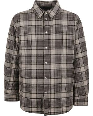 Off-White c/o Virgil Abloh Spray Arrow Check Flannel Overshirt - Grey