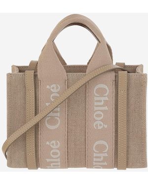 Chloé Mini Woody Linen Tote Bag - Brown