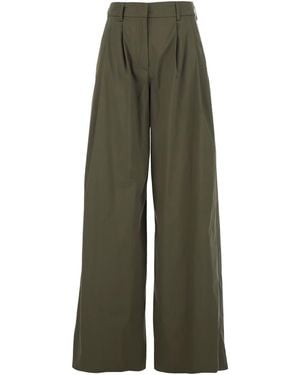 Le Plain Wide Leg Trousers With Pleats For - Green