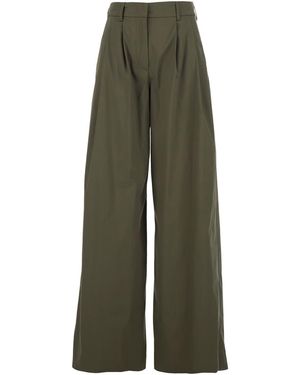 Le Plain Wide Leg Trousers With Pleats For - Green