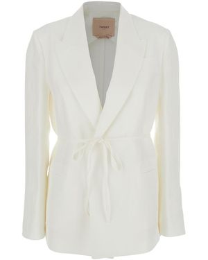 Twinset Blazer With Notched Revers And Button Closure - White