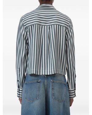 Closed Cropped Shirt - Blue