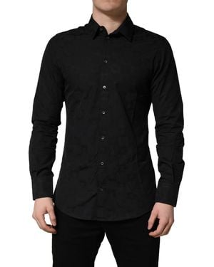 Dolce & Gabbana Cotton Slim Fit Dress Shirt - Black