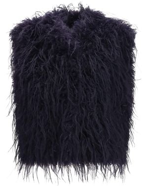 forte_forte Eco Mongolia Faux Fur Vest Polyester Blazers - Blue