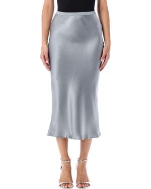Anine Bing Silk Satin Midi Skirt - Grey
