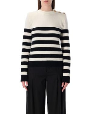 Balmain Striped Buttoned Knit - Blue